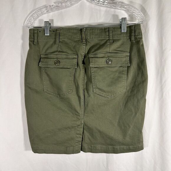 Liverpool Short Skirt Women's 8 Green Denim Pockets Cototn Blend Button Zip - Picture 6 of 7